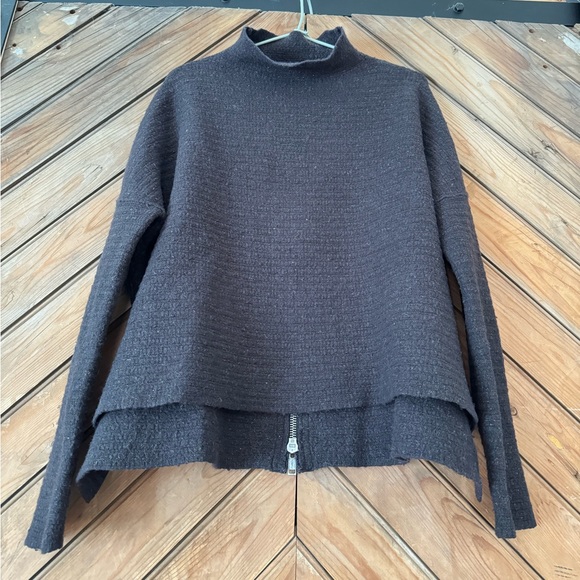 Free People Arctic Fox Sweater XS charcoal wool blend zipper oversized - Picture 4 of 14